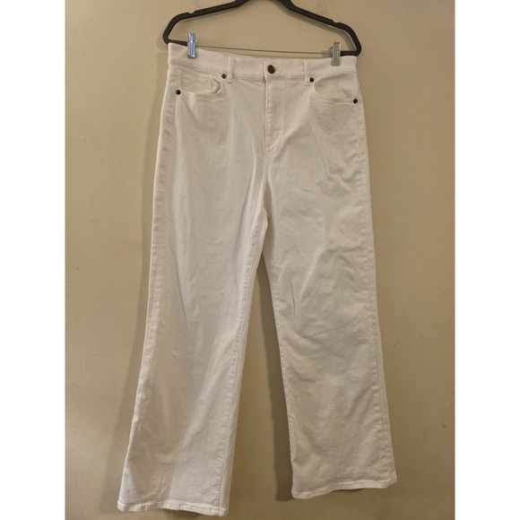 LOFT Denim - Loft Outlet Women's Size‎ 12 White Cotton Stretch Denim High-Rise Wide-Leg Jeans